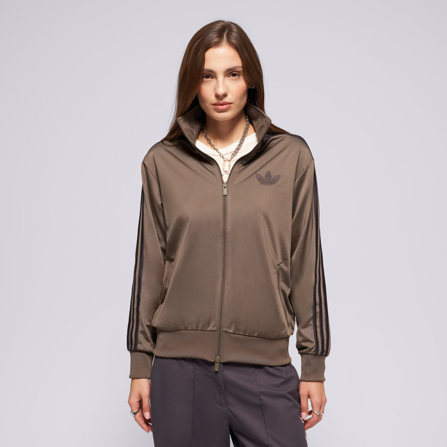 Damen ADIDAS SWEATSHIRT MIT REIßVERSCHLUSS FB TT LOOSE KU8198 Khaki