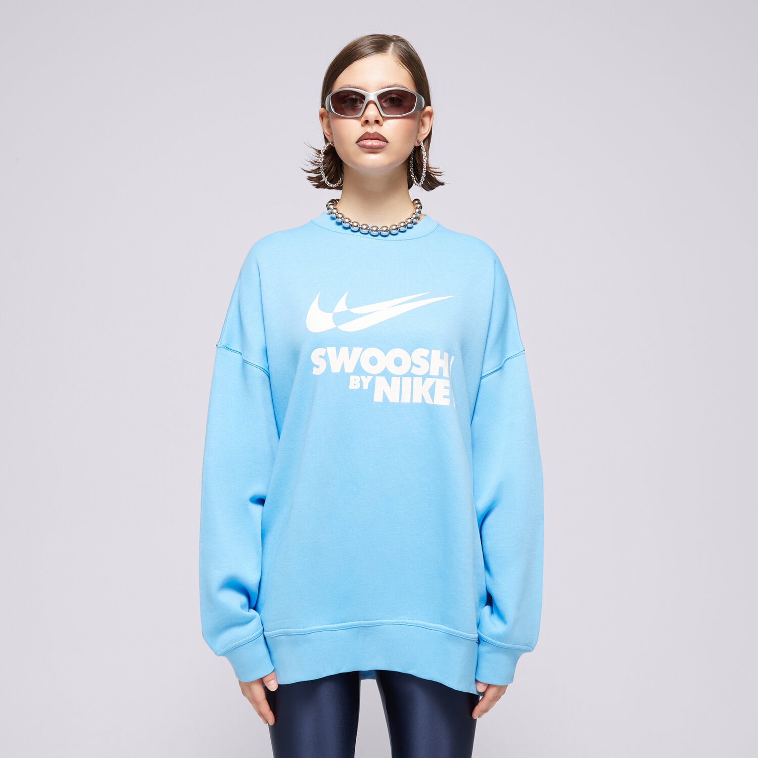Damen NIKE SWEATSHIRT W NSW FLC OS CREW GLS FZ4631-412 Blau