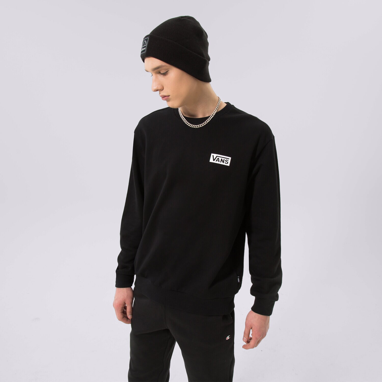 Herren VANS SWEATSHIRT FOUNDATION MINI LOGO CREW VN0007FPBLK Schwarz