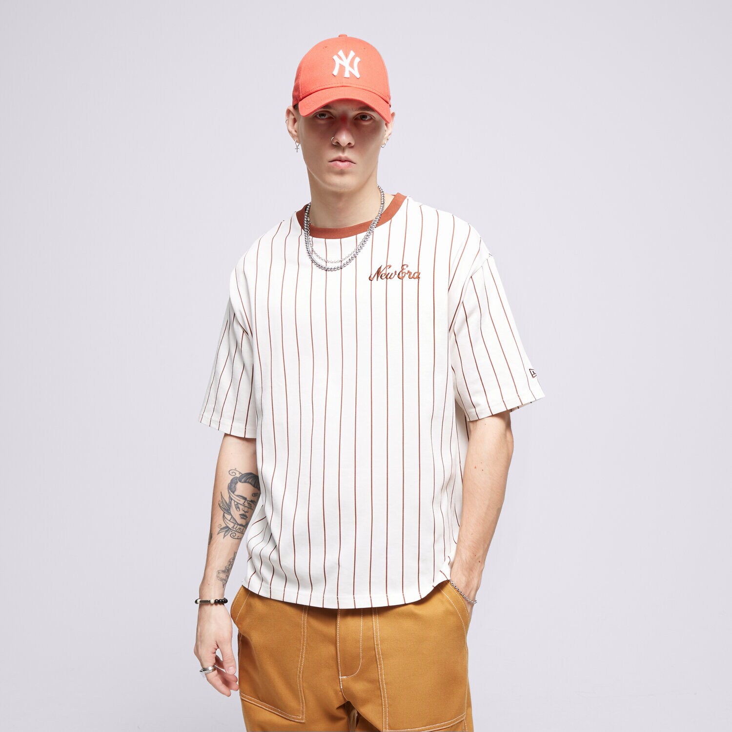 Herren T-Shirt NEW ERA T-SHIRT NE PINSTRIPE OS 60424405 Beige
