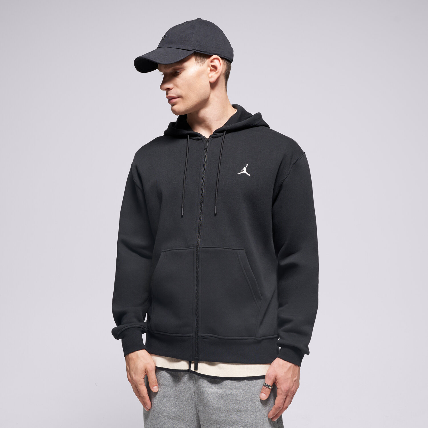 Herren SWEATSHIRT MIT REIßVERSCHLUSS Z   KAPTUREM JORDAN BRKLN FLC  FV7289-010 Schwarz