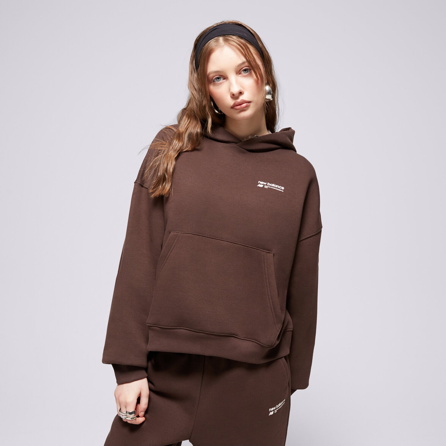 Damen NEW BALANCE HOODIE LINEAR HERITAGE WT33531KCF Braun