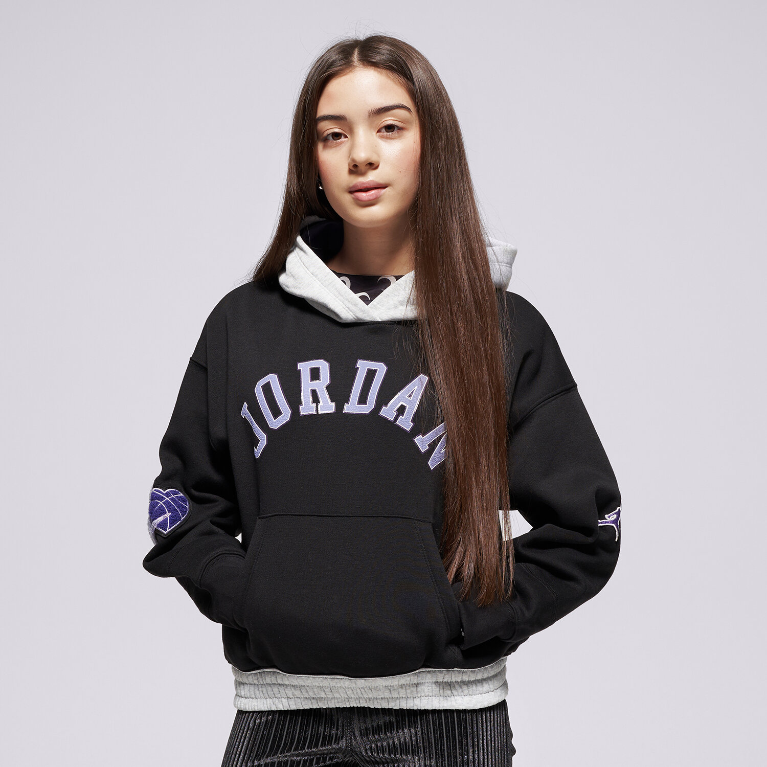 Kinder JORDAN HOODIE JDG BLUE JEANS & BLING PO HOOD GIRL 45F193-023 Schwarz