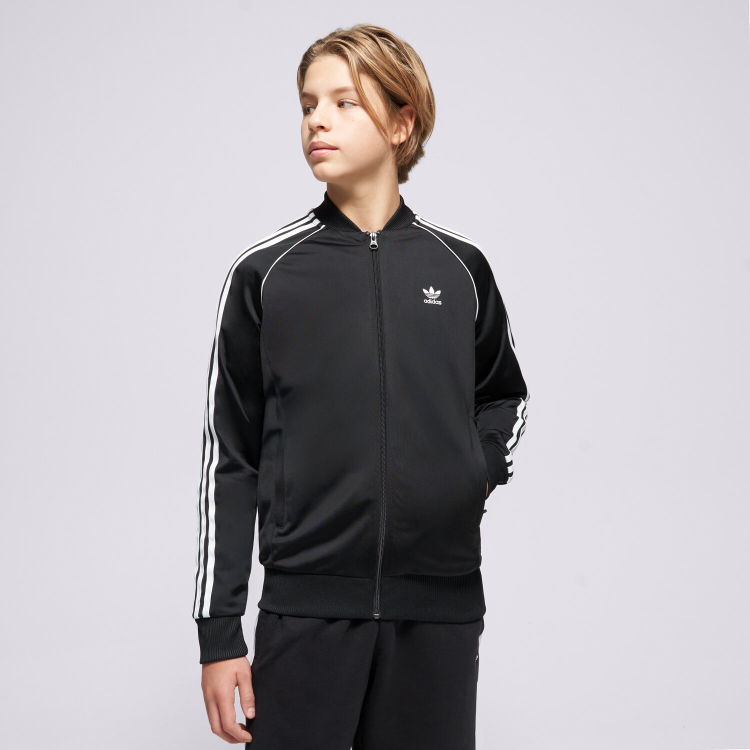 Kinder ADIDAS SWEATSHIRT MIT REIßVERSCHLUSS   S'STAR TTOP BLK/WHT B IX7628 Schwarz