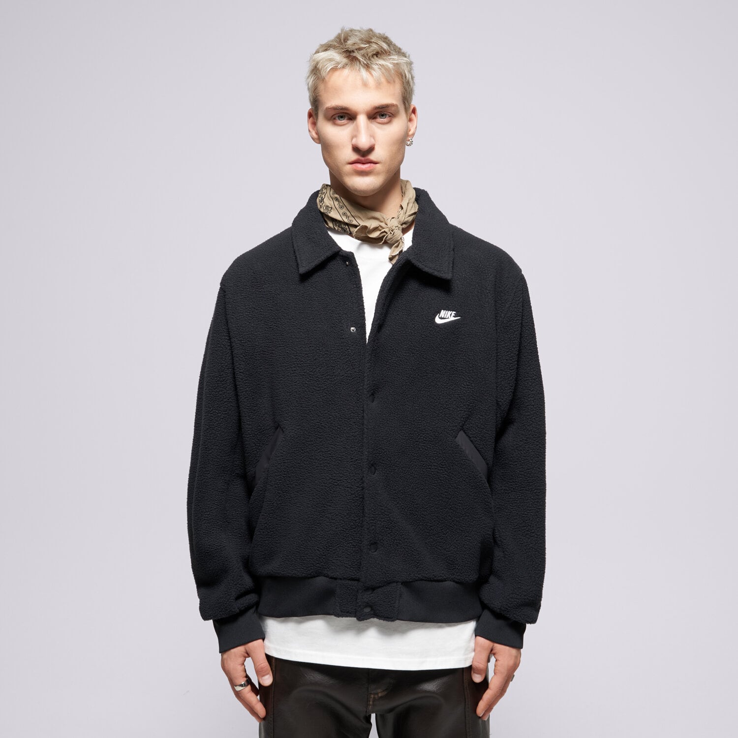 Herren NIKE FLEECESHIRT M NK CLUB SHERPA COACHES JKT HV1429-010 Schwarz