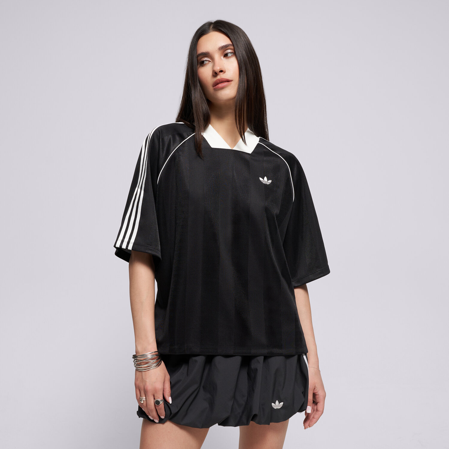 Damen T-Shirt ADIDAS T-SHIRT 3S JAQUARD TEE KD2904 Schwarz