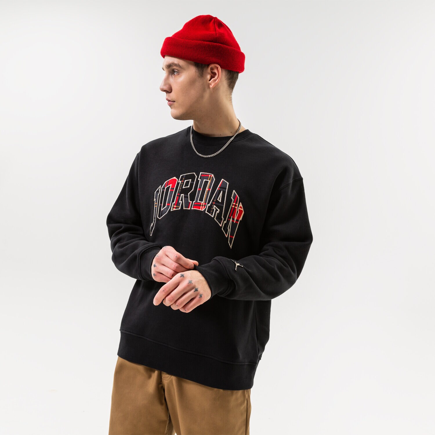 JORDAN SWEATSHIRT M J ESS HOL PLD FLC CREW Schwarz DV1574-010 | Sizeer.de
