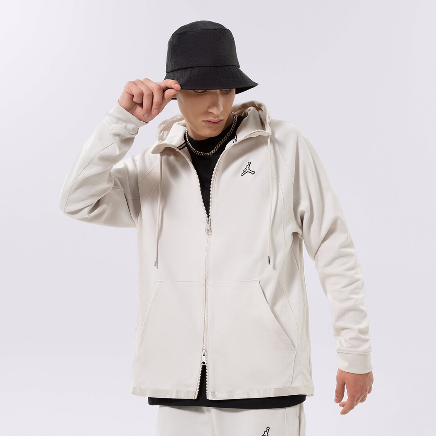 Herren JORDAN SWEATSHIRT MIT REIßVERSCHLUSS Z KAPTUREM DJ0886-104 Weiß