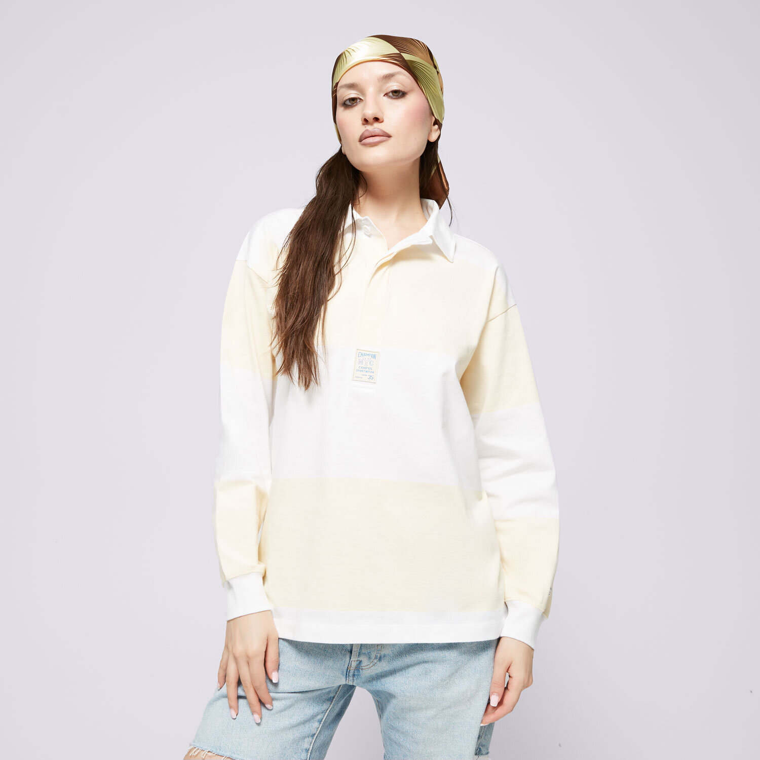 Damen T-Shirt CHAMPION POLO LONG SLEEVE POLO 117205WW001 Weiß