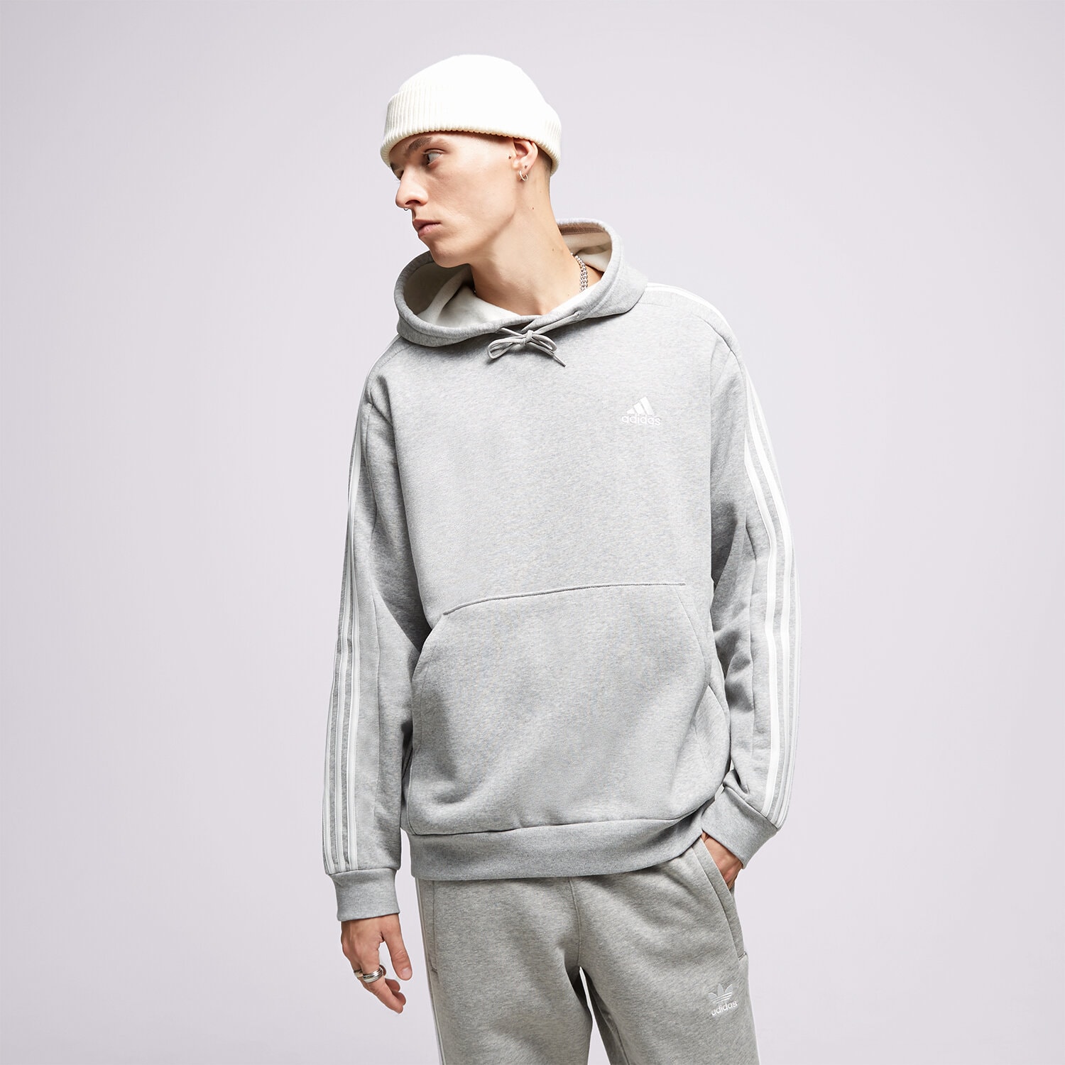 Herren ADIDAS SWEATSHIRT M 3S FL HD IJ6474 Grau