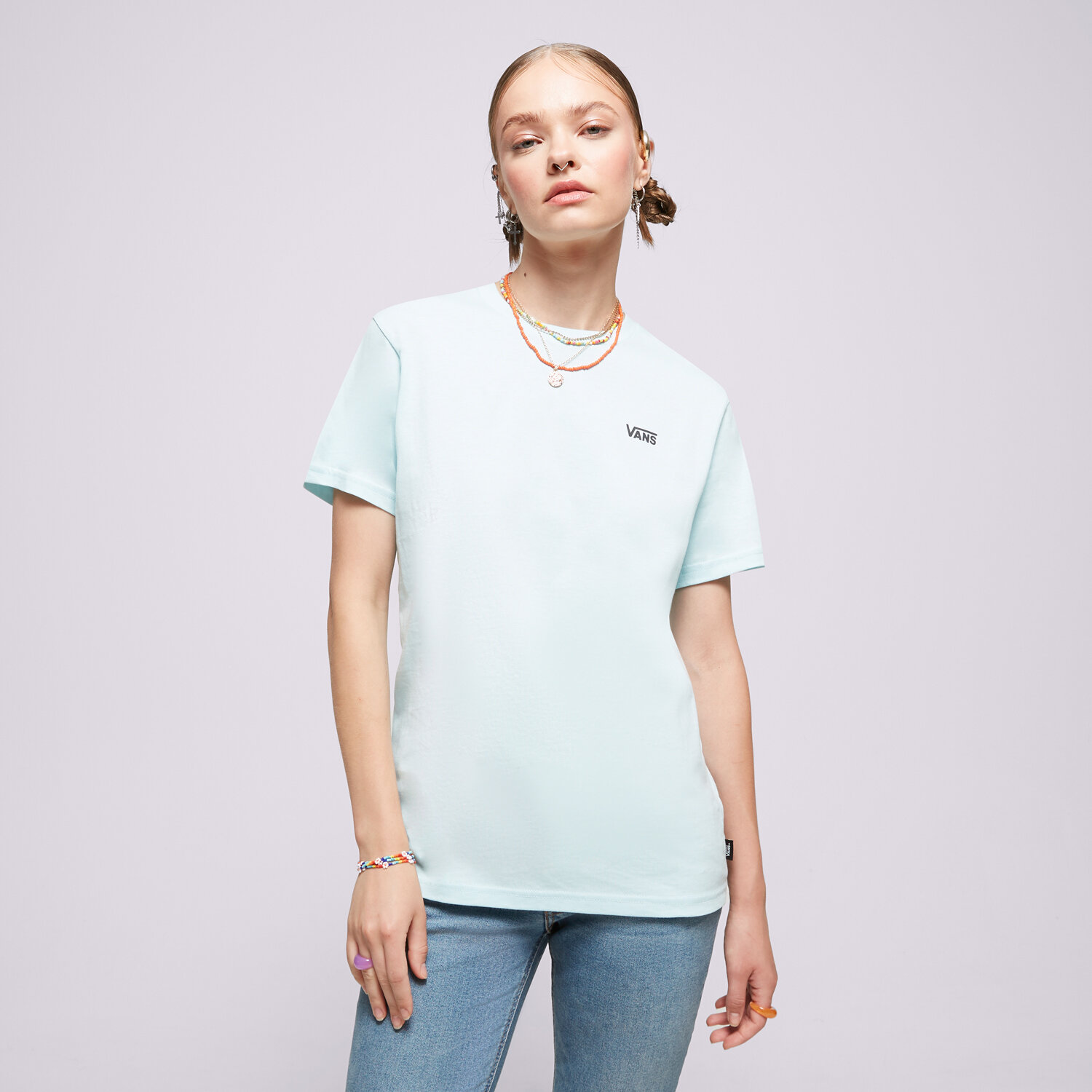 Damen T-Shirt VANS T-SHIRT LEFT CHEST LOGO TEE EM VN0A7RSRG5O Blau