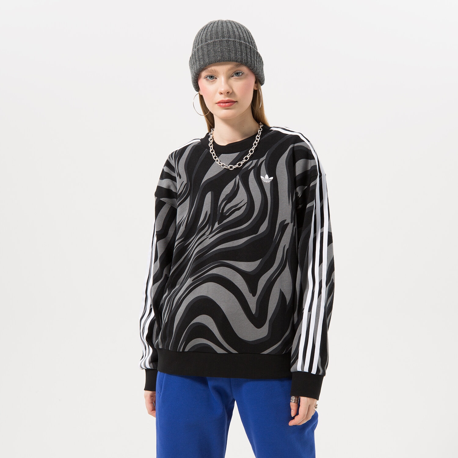 Damen ADIDAS SWEATSHIRT AOP SWEATSHIRT IJ8188 Schwarz
