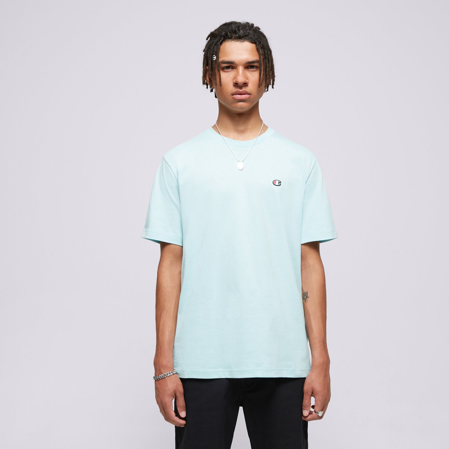 Herren T-Shirt CHAMPION T-SHIRT CREWNECK TEE 220453BS017 Türkis