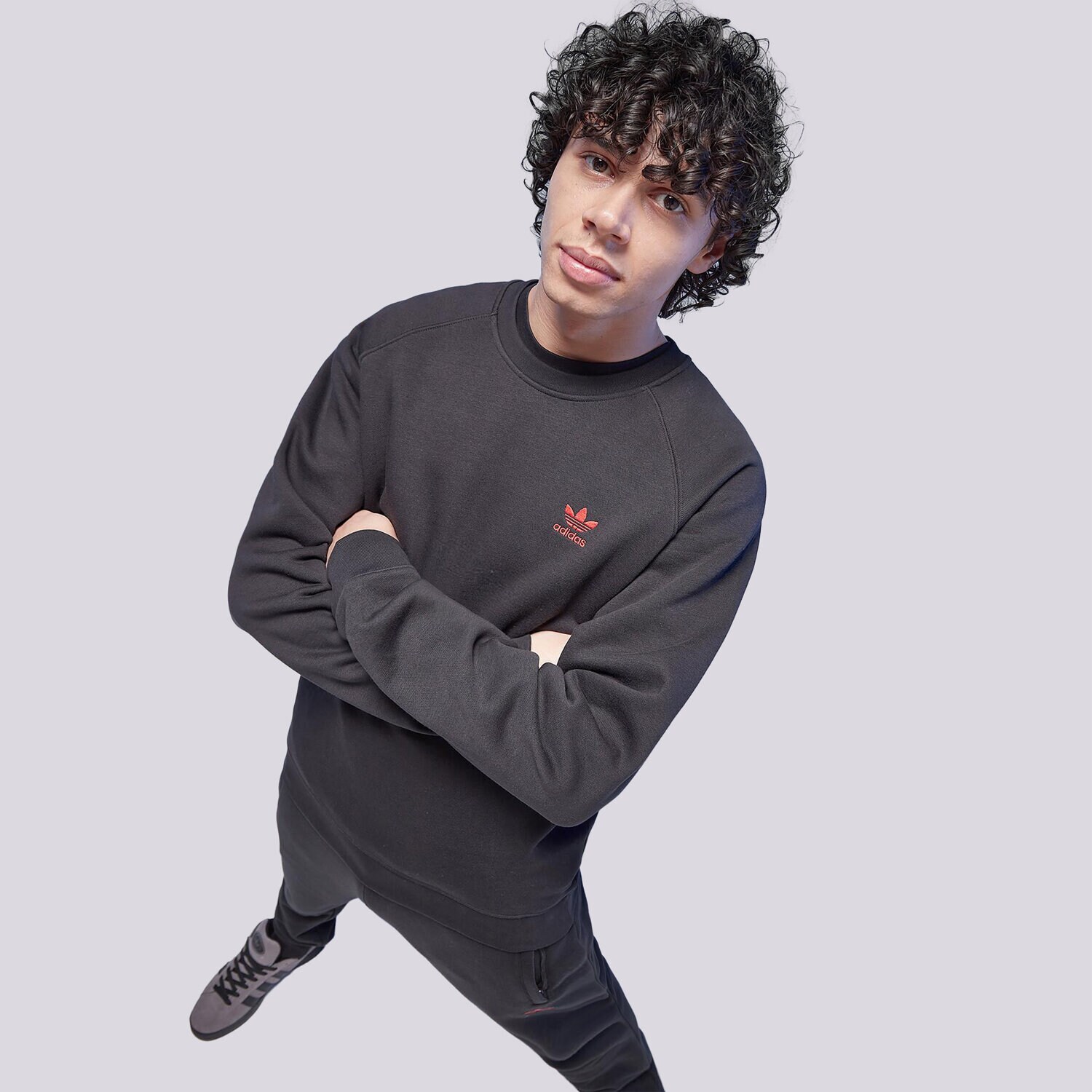 Herren ADIDAS SWEATSHIRT ESSENTIAL CREW ORIGINALS CORE IZ0015 Schwarz