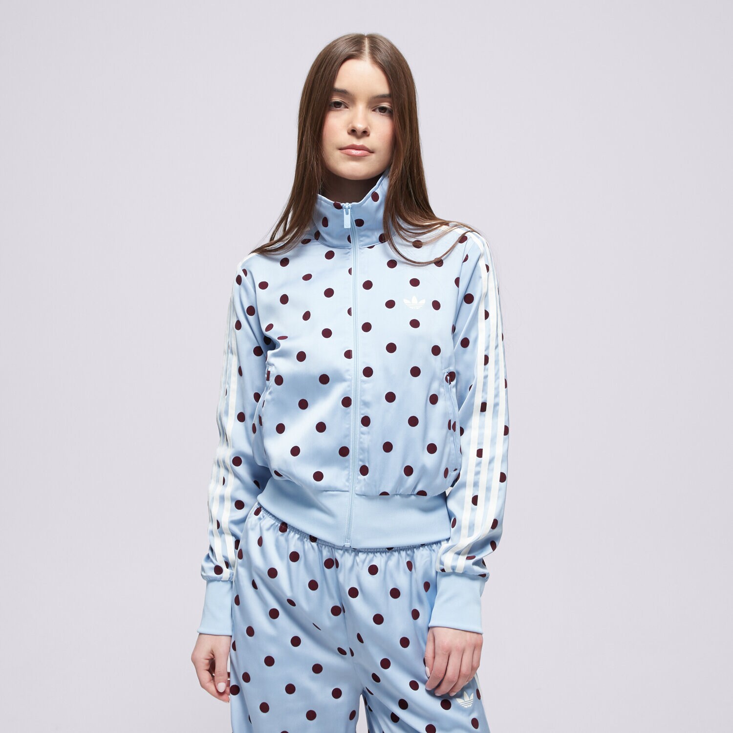 Damen ADIDAS SWEATSHIRT MIT REIßVERSCHLUSS   SATIN POLKA DOTS TT KV1167 Blau