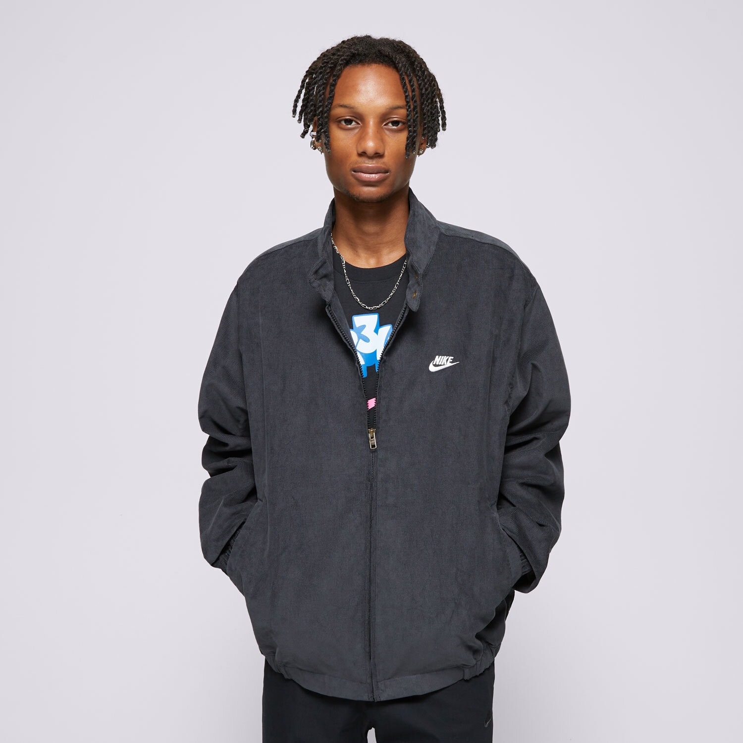 Herren Übergangsjacke NIKE JACKE PRZEJŚCIOWA M NK CLUB HARRINGTON CRDRY FZ0631-010 Schwarz