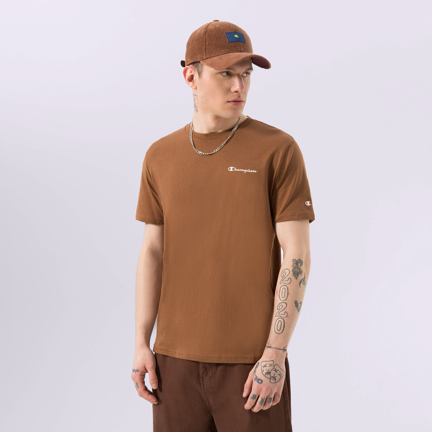 Herren T-Shirt CHAMPION T-SHIRT CREWNECK T-SHIRT 218281MS519 Braun