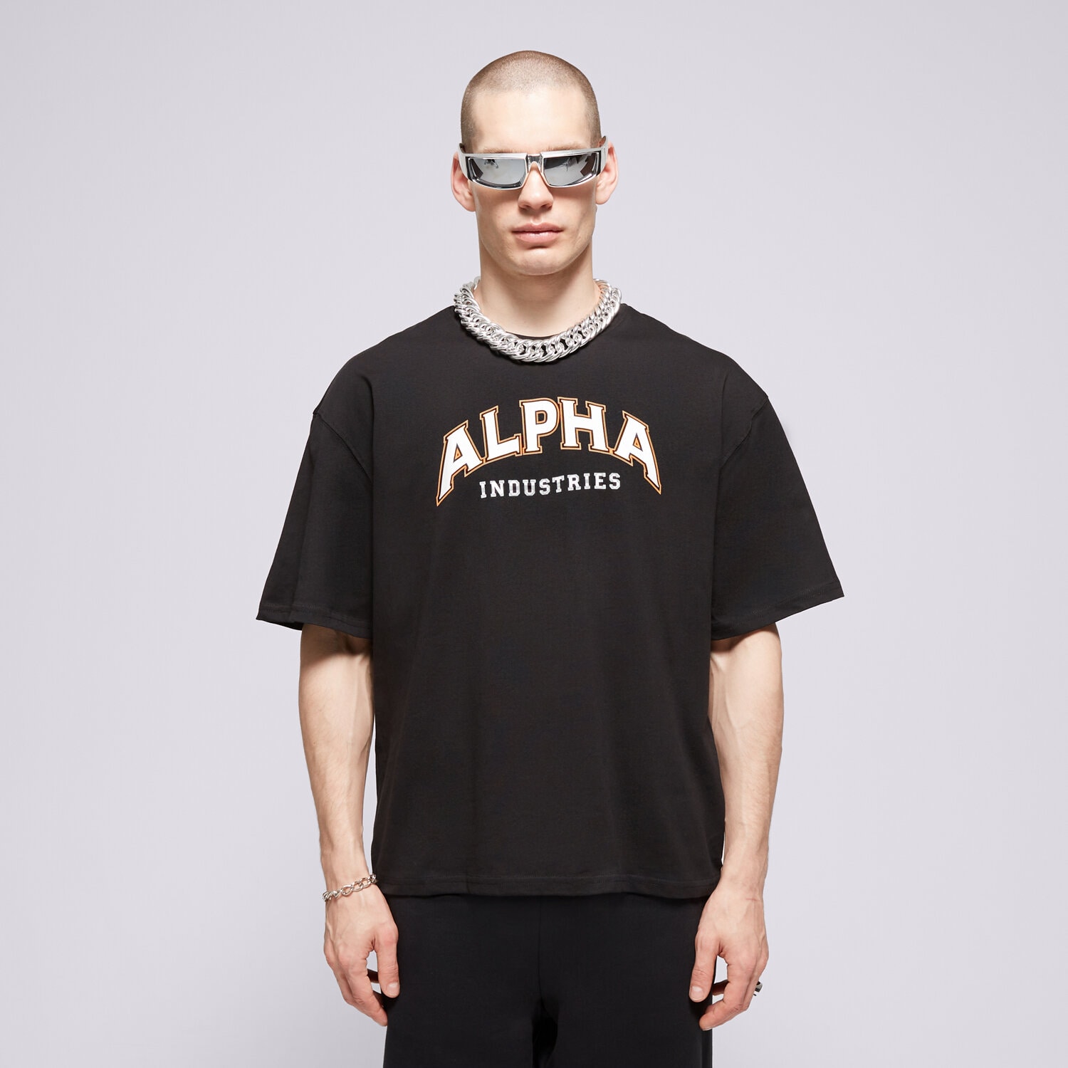Herren T-Shirt ALPHA INDUSTRIES T-SHIRT COLLEGE T 14650103 Schwarz