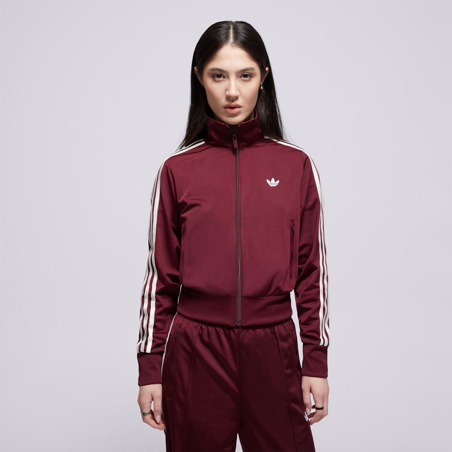 Damen ADIDAS SWEATSHIRT MIT REIßVERSCHLUSS FB CLASSIC TT KQ6532 Dunkelrot
