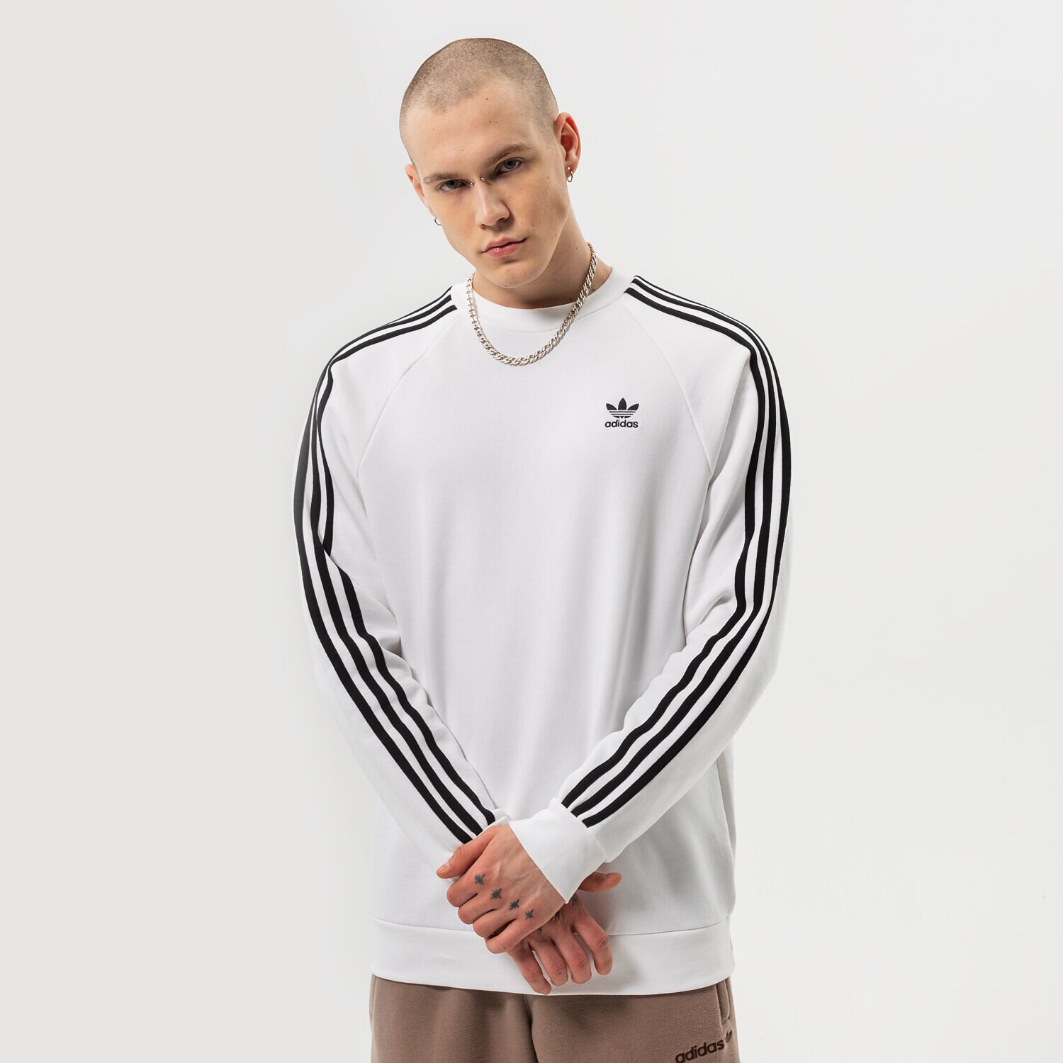 Herren ADIDAS SWEATSHIRT 3-STRIPES CREW HE9483 Weiß