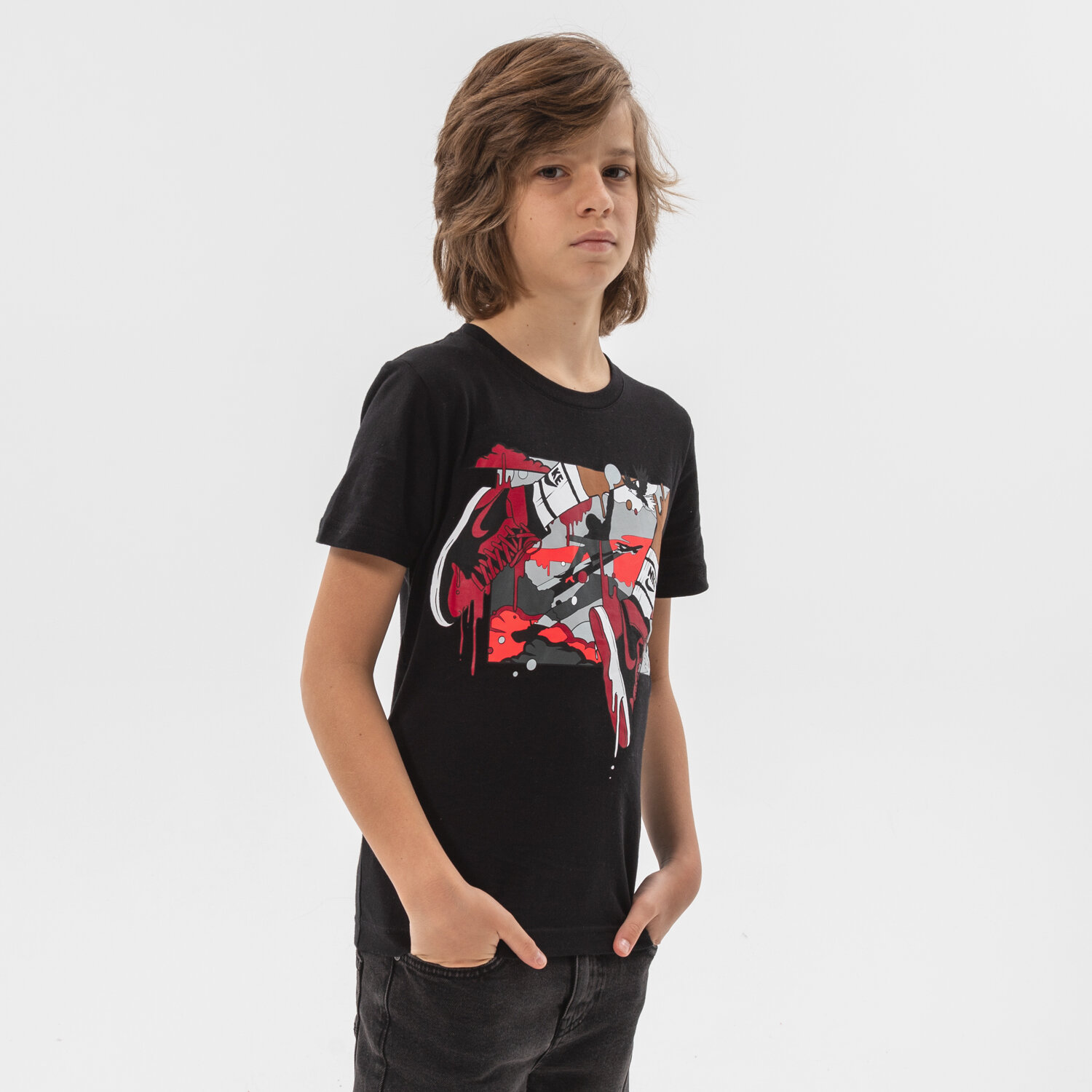 Kinder T-Shirt JORDAN T-SHIRT JDB MJ DNA JUMPMAN BOY 95B091-KR5 Schwarz