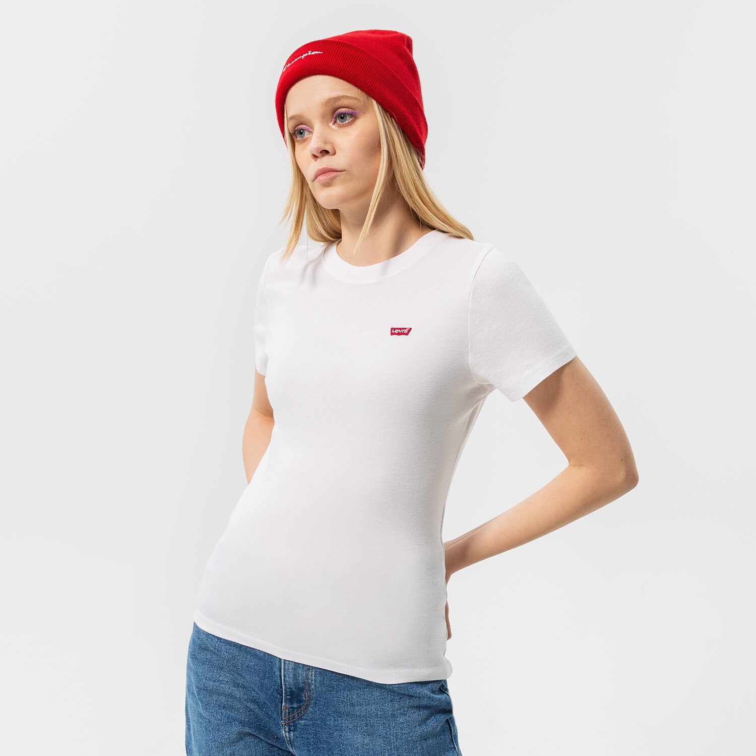 Damen T-Shirt LEVI'S T-SHIRT SS RIB BABY TEE 37697-0000 Weiß
