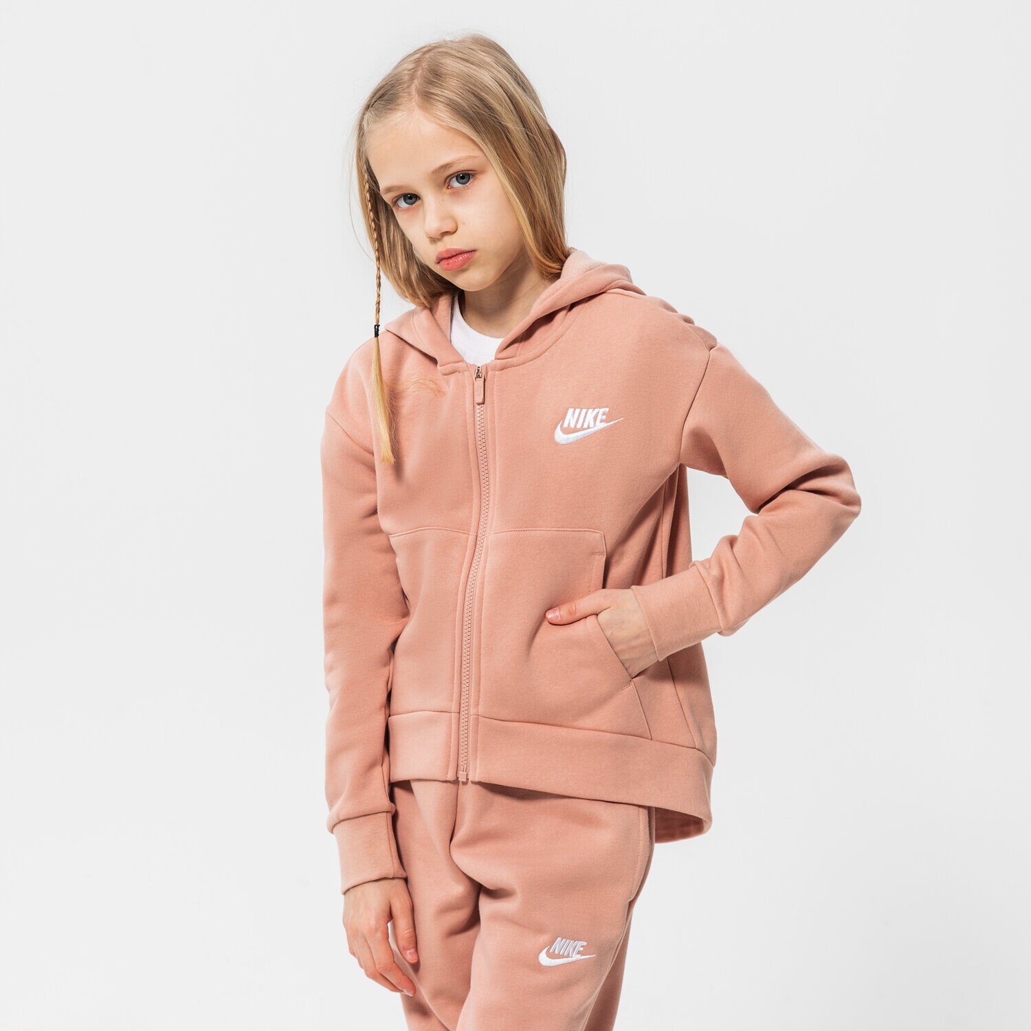 Kinder NIKE SWEATSHIRT MIT REIßVERSCHLUSS   Z KAPTUREM NIKE CLB FLC DC7118-609 Rosa