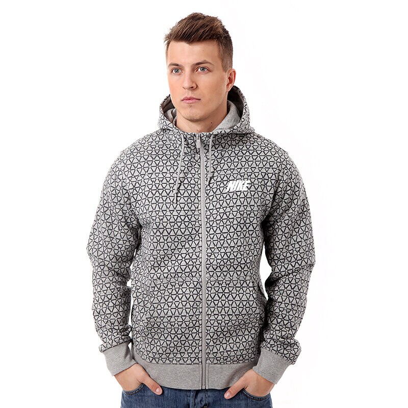 Herren HOODIE NIKE CLUB FZ HOODY  AOP TRIANGL 584983063 Grau