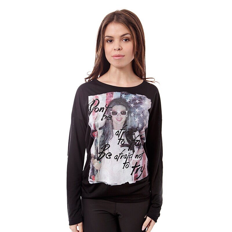 Damen T-Shirt T SHIRT CONFRONT L\S LISOO CFV14TSD01001 Schwarz