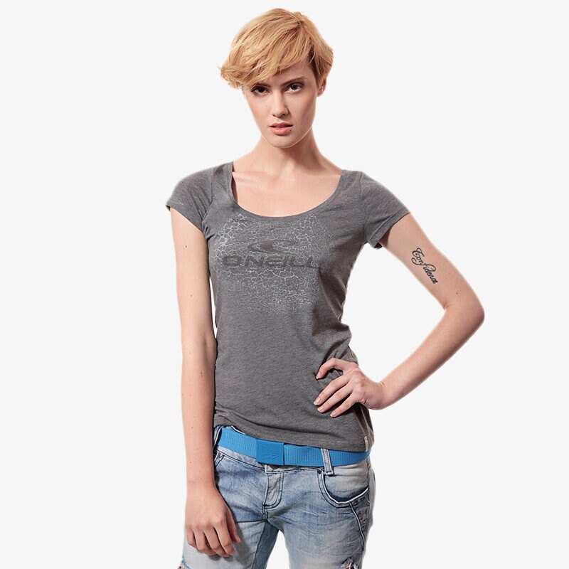 Damen T-Shirt O'NEILL T-SHIRT LW CIRC LOGO 4573348003 Grau