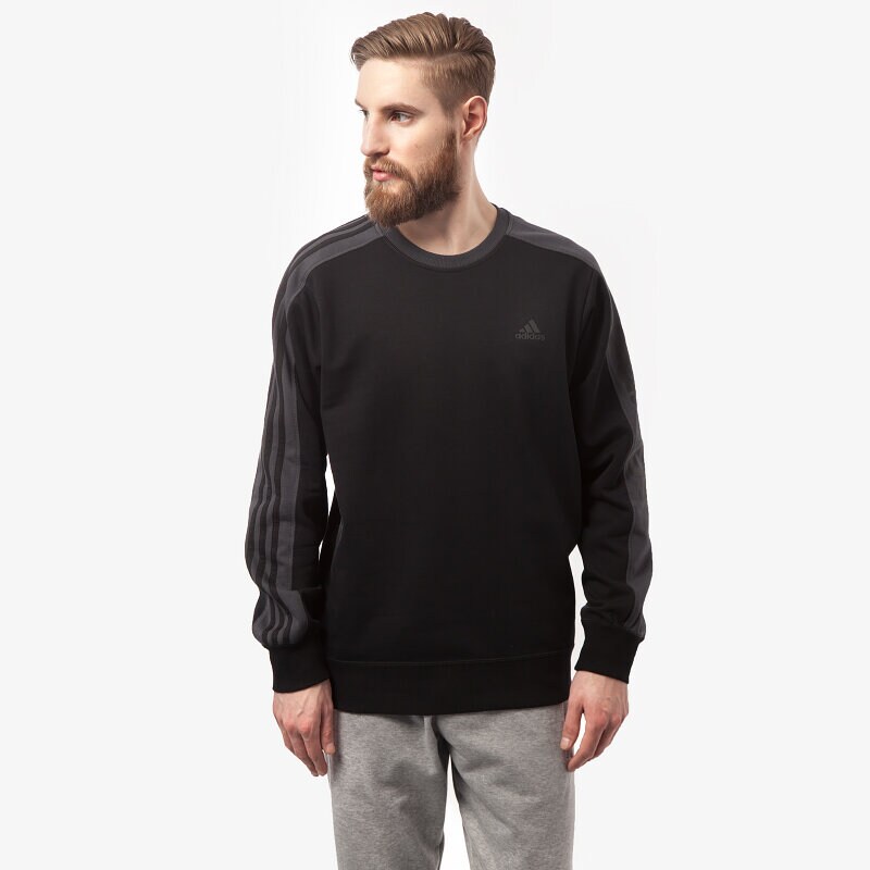 Herren ADIDAS SWEATSHIRT LIN 3S CREW S18048 Schwarz