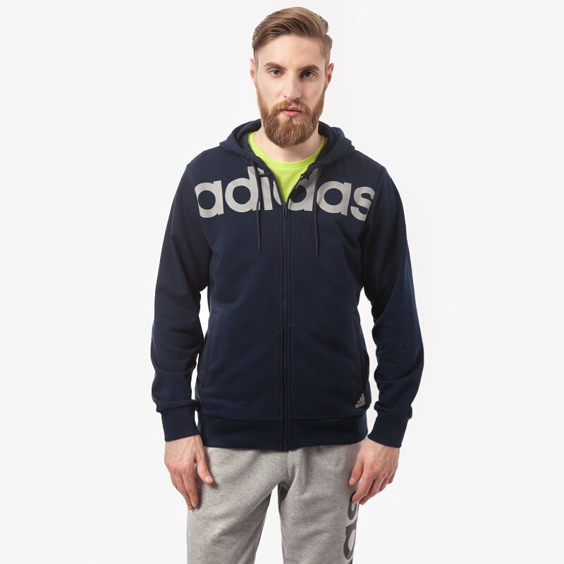 Herren ADIDAS SWEATSHIRT LIN FZ HOOD S21300 Dunkelblau