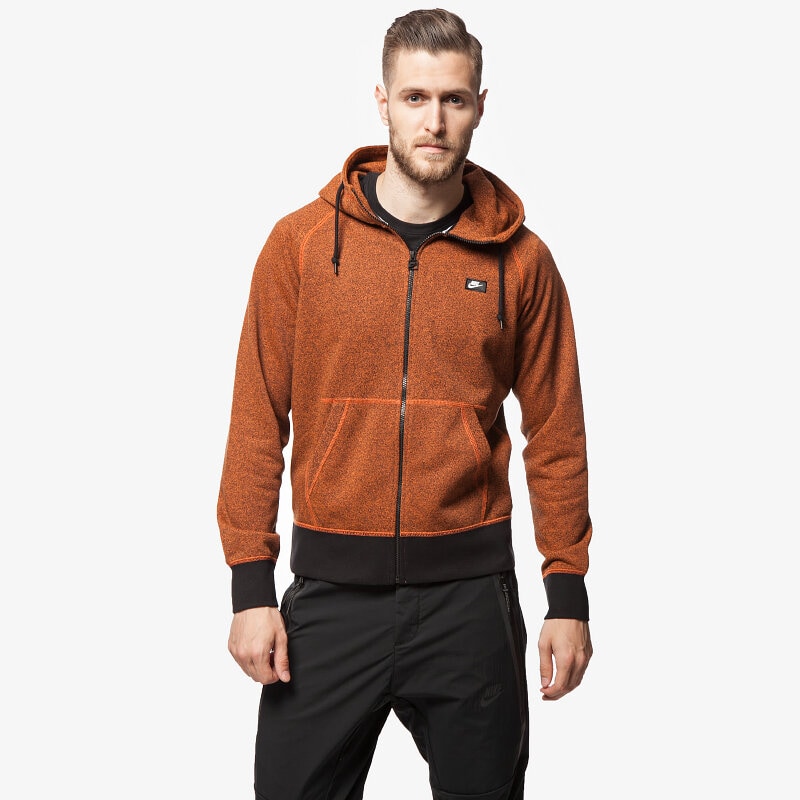 Herren NIKE SWEATSHIRT AW77 FT FZ HOODY SHOEBOX 678560891 Orange