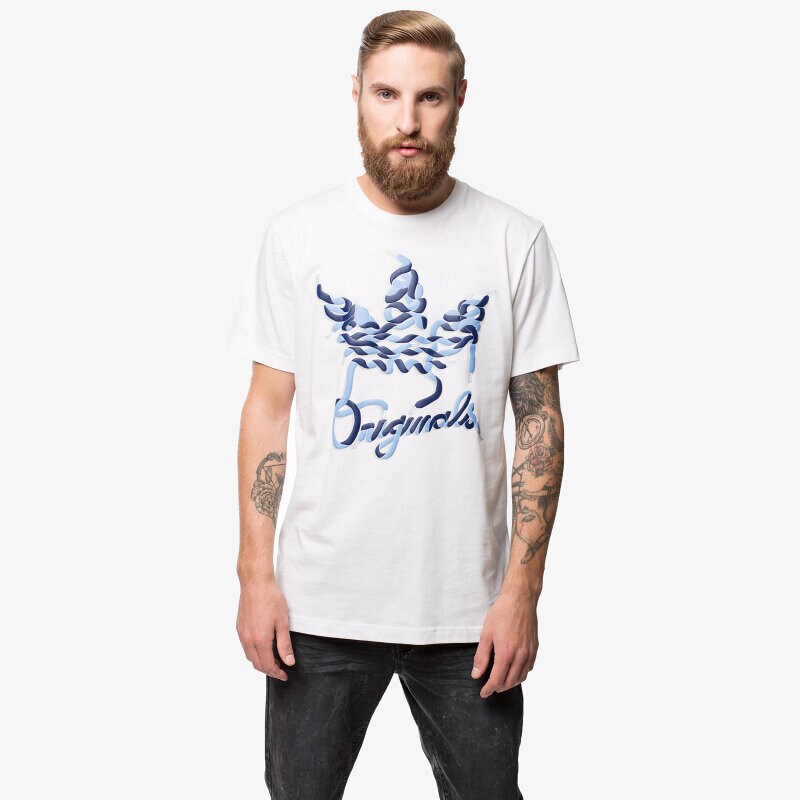 Herren T-Shirt ADIDAS T-SHIRT LACES TREFOIL AB9545 Weiß