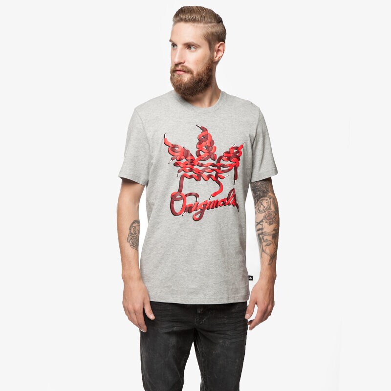 Herren T-Shirt ADIDAS T-SHIRT LACES TREFOIL AB9549 Grau