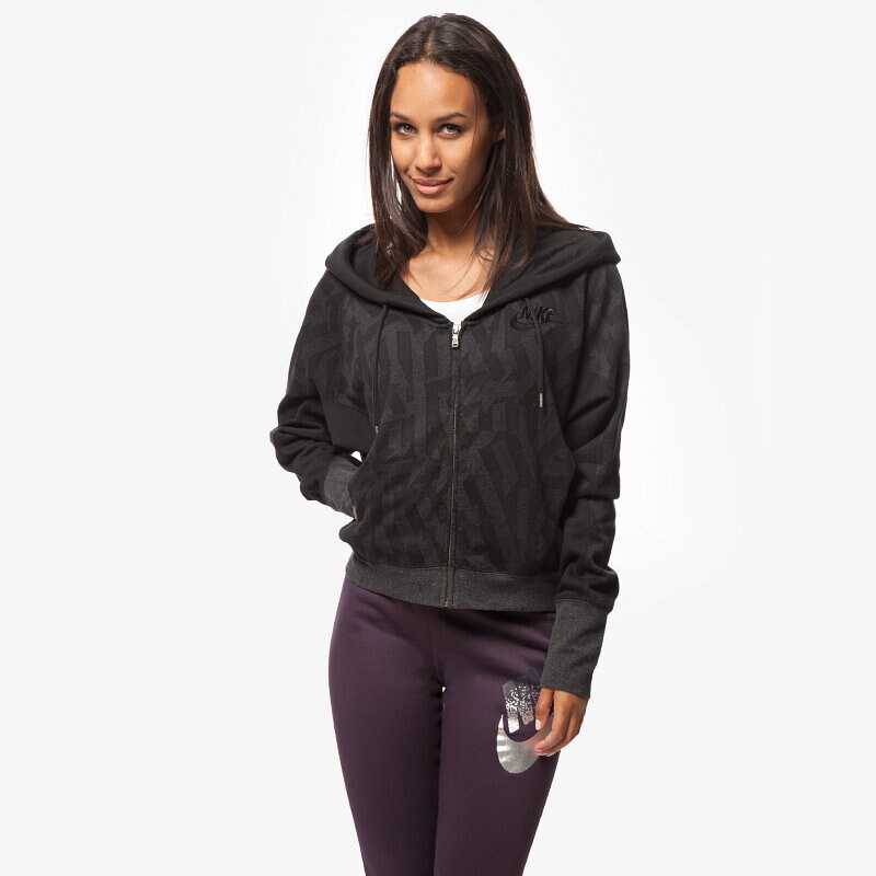 Damen NIKE SWEATSHIRT JACQUARD RALLY FZ HOODY 683778010 Schwarz