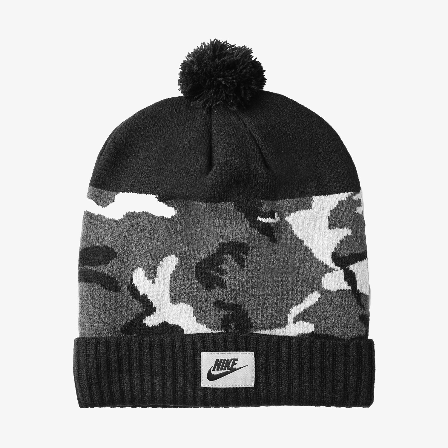 Kinder Mütze NIKE MÜTZE WINTER NSW CAMO POM BEANIE 688788010 Schwarz