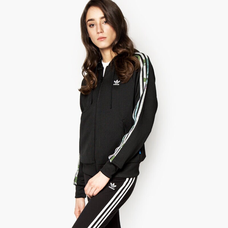 Damen ADIDAS SWEATSHIRT ZIP HOOD FLOCK AJ8413 Schwarz