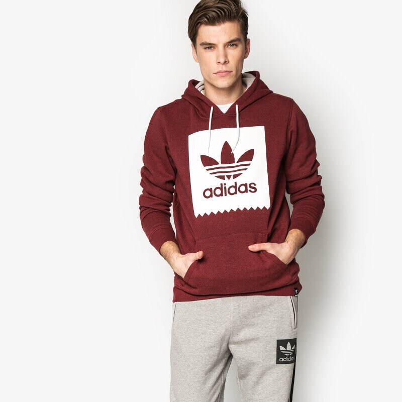 Herren ADIDAS SWEATSHIRT BLKBRD BASIC HD S93476 Dunkelrot