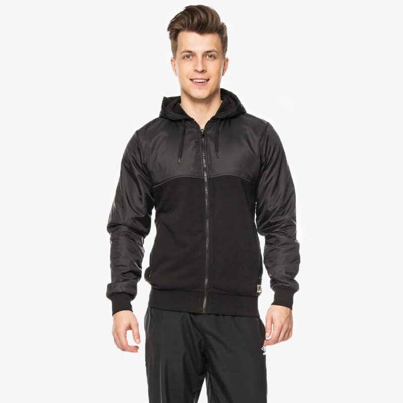 Herren UMBRO SWEATSHIRT FULL ZIP HOODED 64112U060 Schwarz