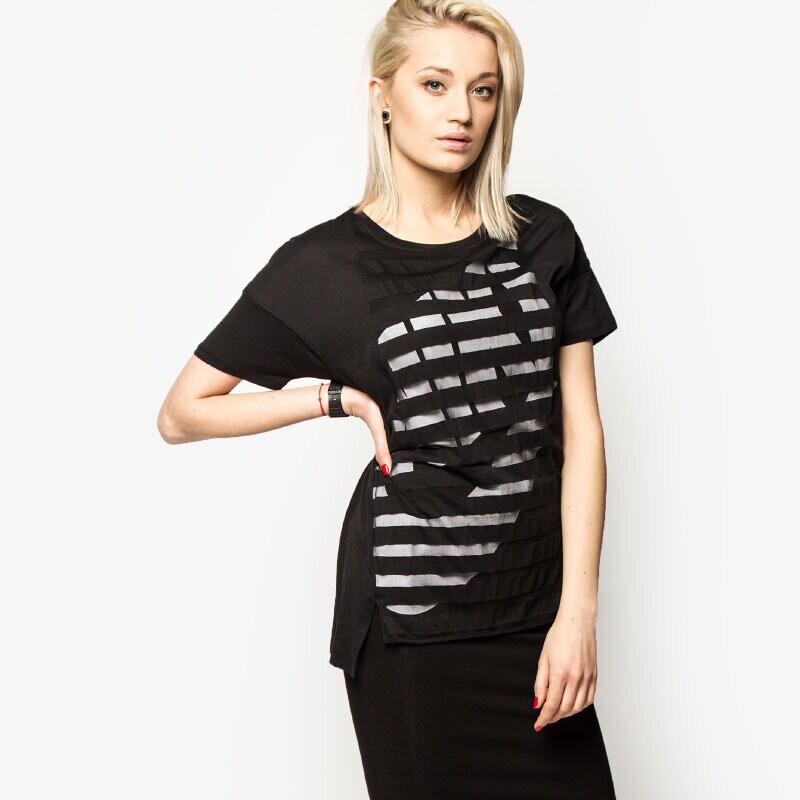 Damen T-Shirt NIKE T-SHIRT TEE-STRIPE 726080010 Schwarz