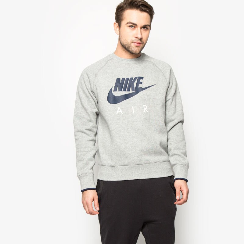 Herren NIKE SWEATSHIRT AW77 FLC CREW-AIR HERITAG 727385063 Grau