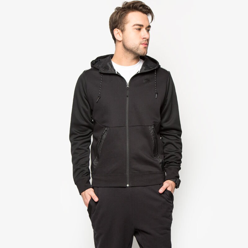 Herren NIKE SWEATSHIRT AW77 FT FZ HOODY-AIR 727383011 Schwarz