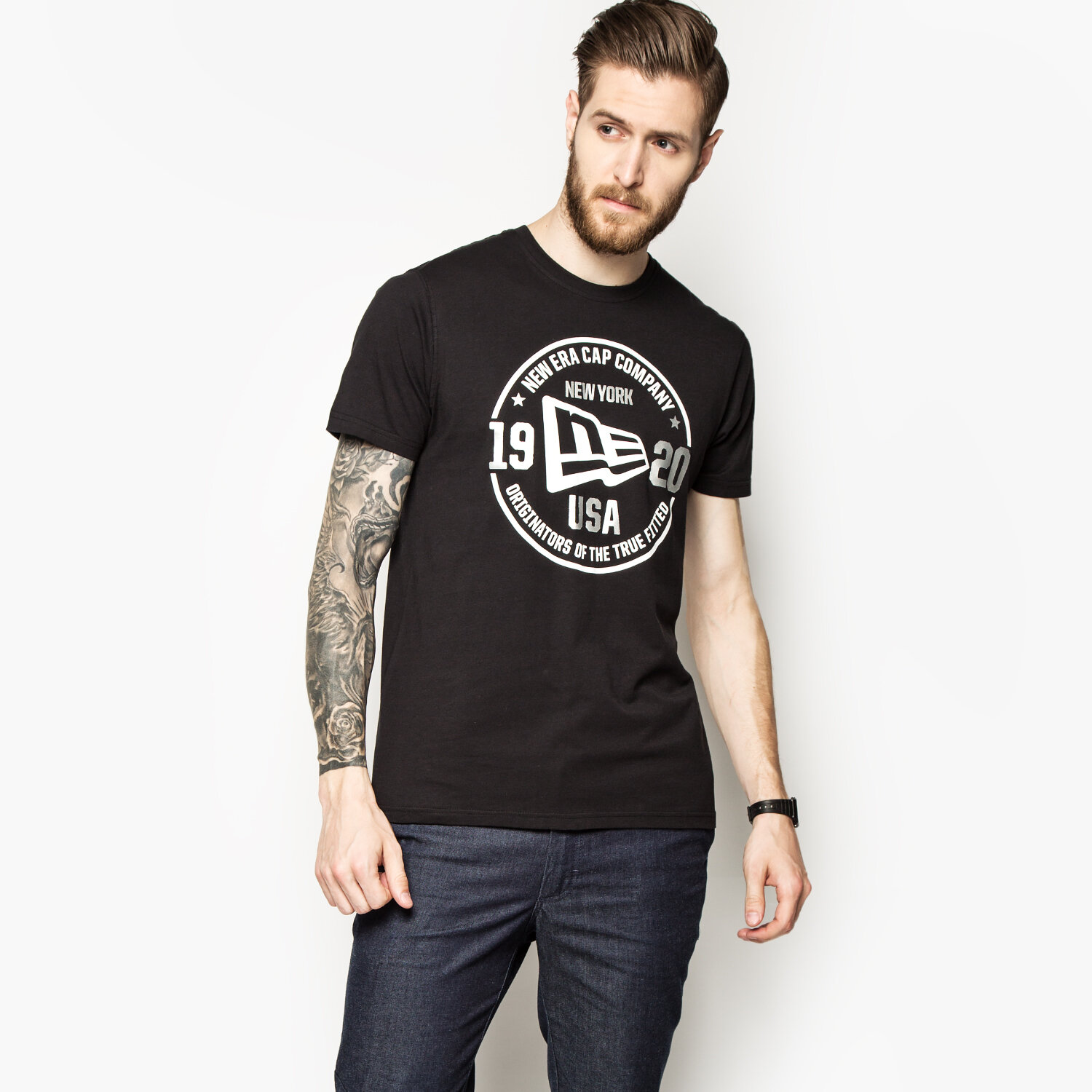 Herren T-Shirt NEW ERA T-SHIRT ROUNDALL FLAG 11276661 Schwarz