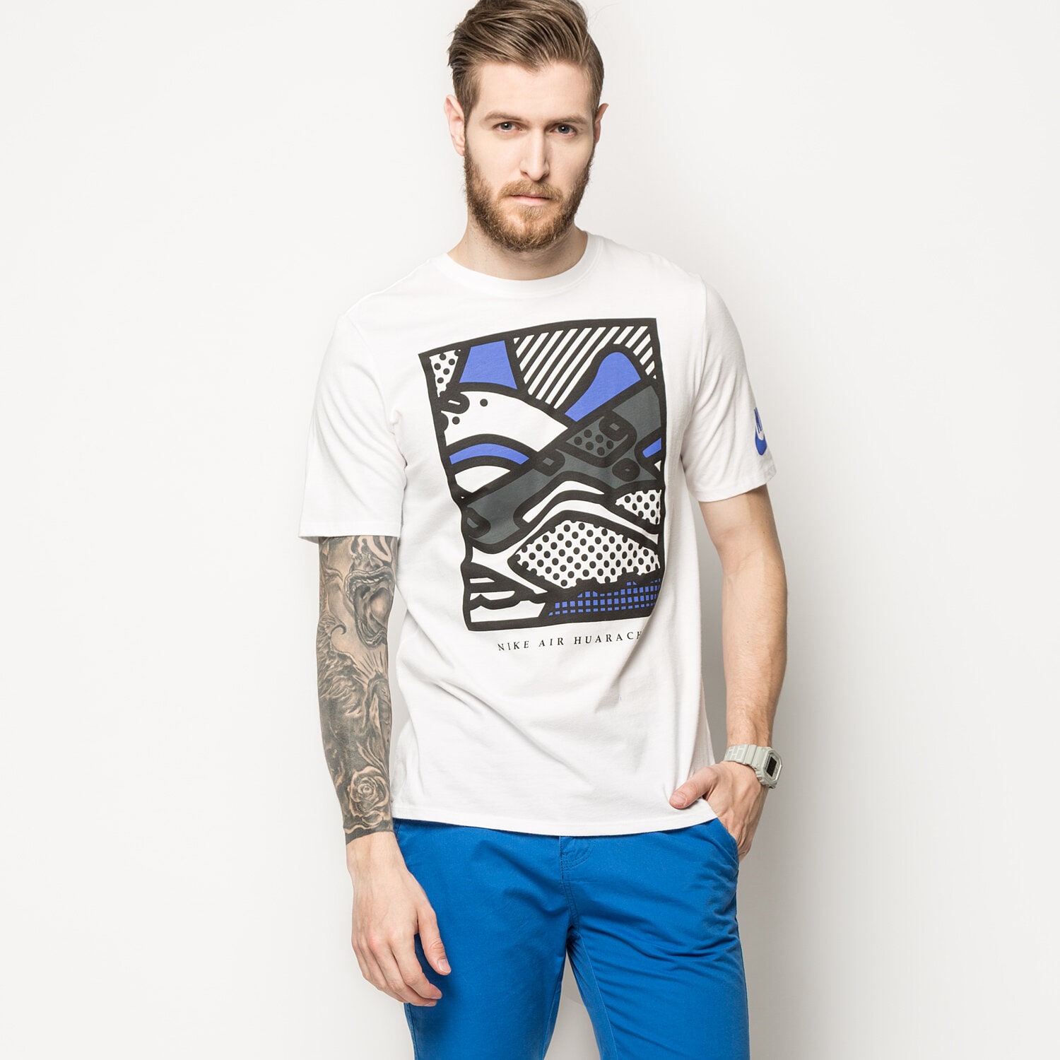 Herren T-Shirt NIKE T-SHIRT HUARACHE POP ART 829306101 Weiß