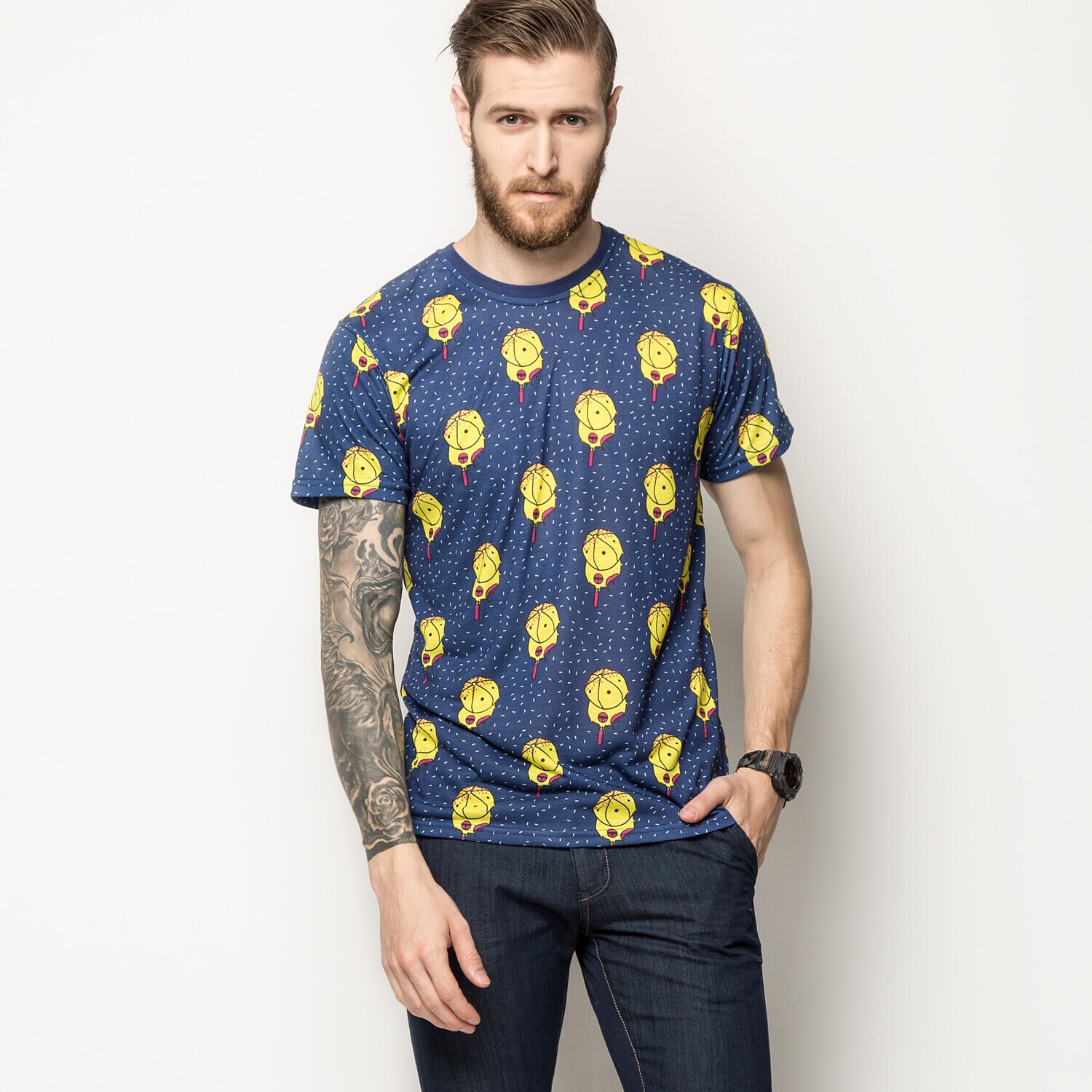 Herren T-Shirt NEW ERA T-SHIRT AOP ICE NE OCEANSIDE BLU 11243120 Dunkelblau