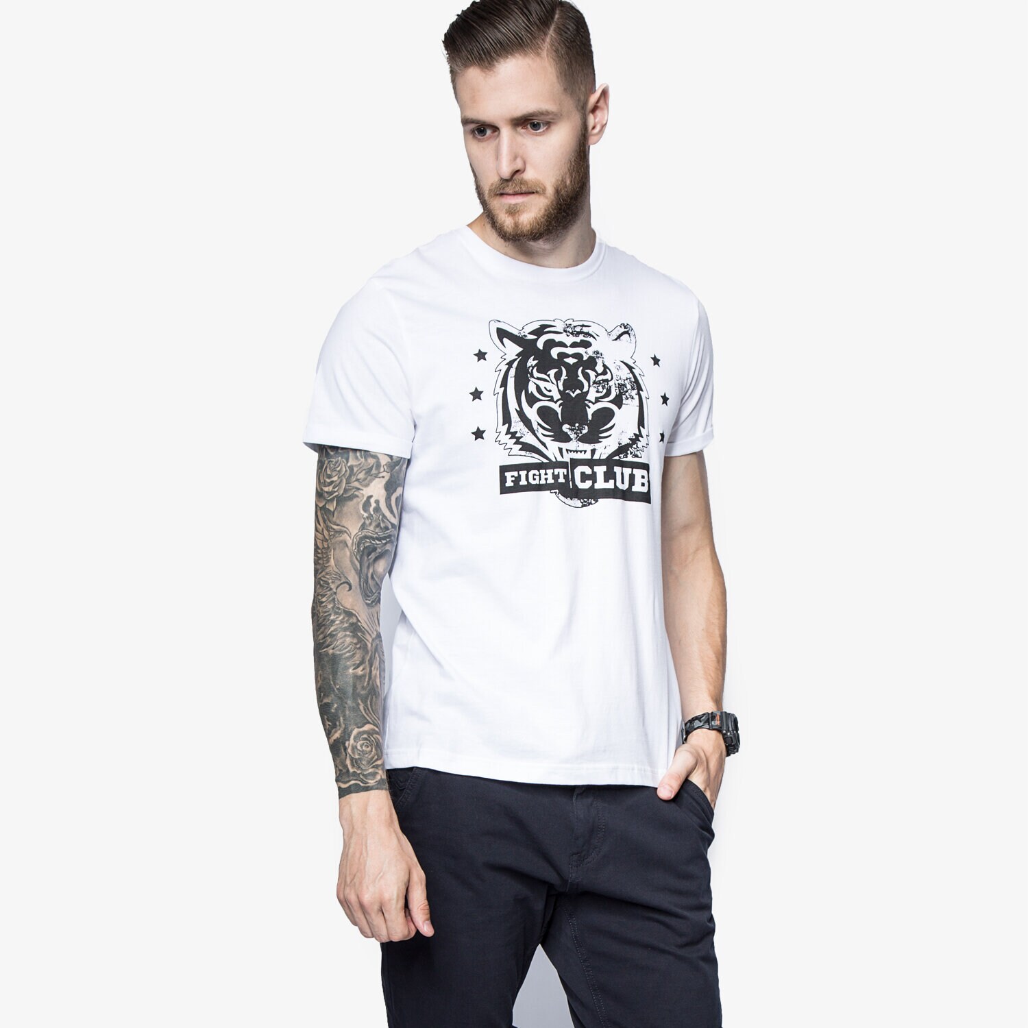 Herren T-Shirt CONFRONT T-SHIRT TIGRE CF16TSMPR019 Weiß