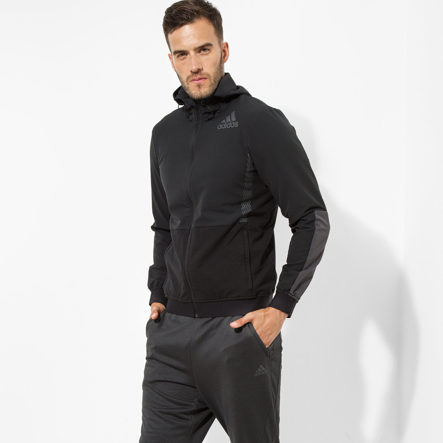 Herren ADIDAS SWEATSHIRT WORKOUT FZ HOOD AZ1290 Schwarz