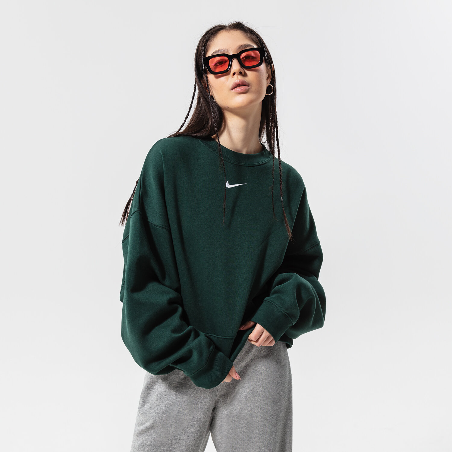 Damen NIKE SWEATSHIRT W NSW ESSNTL CLCTN FLC OS CRW DJ7665-397 Grün