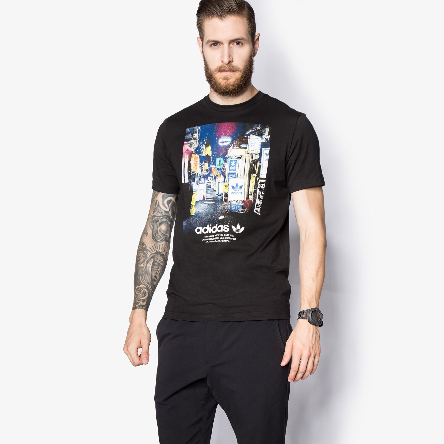 Herren T-Shirt ADIDAS T-SHIRT STREET PHOTO T AZ1480 Schwarz